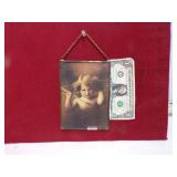 VINTAGE CUPID AWAKE METAL FRAMED PICTURE