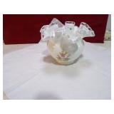 FENTON ARTIST SIGNED RUFFLED EDGE VASE