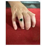 ROMANTIC GR HEART STONE GOLD PLATED RING 4G SIZE 8