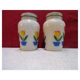 MCM FIRE KING TULIPS SALT & PEPPER SHAKERS