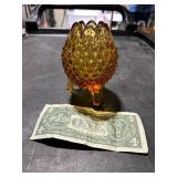 FENTON HOBNAIL FOOTED AMBER EGG SHAPE VASE