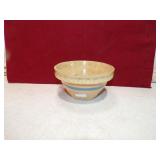 SMALL USA STONEWARE PINK & BLUE BAND BOWL