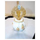 FENTON BEADED MELON PERFUME BOTTLE GLOWS