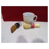 VINT. SHAVING MUG & 2 BRUSHES