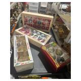 **3 BOXES VINT CHRISTMAS ORNAMENTS & 1 EMPTY BOX