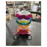 VINT GLASS HUMMINGBIRD FEEDER