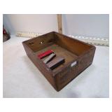 **VINT. WOOD BOX & 3 HARMONICAS