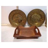 **2 METAL & 1 WOODEN TRAYS