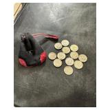 1967 - 1969 HALF DOLLARS & LEATHER BAG