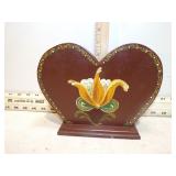 WOODEN ROSEMALED CANDLE HOLDER