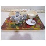 **TRAY & MISC DECORATIVE GLASSWARE