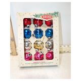 *12 VINT SHINY BRITE CHRISTMAS BULBS IN ORG. BOX