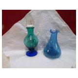 *2 MCM BLUE GLASSWARE PIECES 1 GLOWS