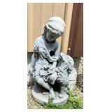 **YARD ART GIRL W/DOG