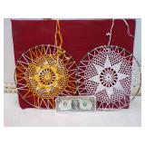 2 FANCY WORK WALL HANGING