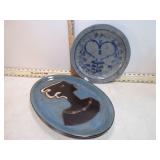 **2 MEXICAN POTTERY PLATERS