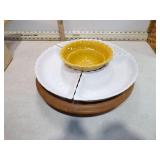 *CALIF POTTERY MCM 4PCS LAZY SUSAN DIP TRAY