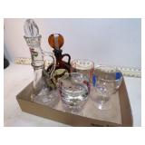 **3 BEER GLASSES & 2 DECANTERS