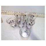 *FEDERAL GLASS TUMBLERS BLACK THISTLE & GOLD VINES