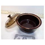 *POTTERY BOWL W/GLASS LID