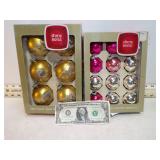 *2 BOXES OF SHINY BRITE ORNAMENTS SOME GLOW IN