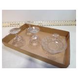 *ETCHED GLASS WINE GLASSES & BOWL T