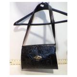 BLACK LEATHER EMBOSSED PURSE