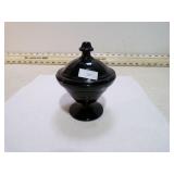EBONY GLASS CANDY DISH W/LID