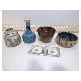 *4PCS OF ART GLASS POTTERY