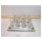 **6 MCM BAR GLASSES ON MIRRORED TRAY