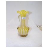 HAND BLOWN YELLOW & WHITE SWIRL BUD VASE