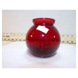 RUBY RED GLASS ROUND VASE