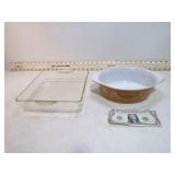 *2 PYREX CASSEROLES 1 IS AMERICANA PATTERN