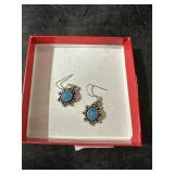 MARKED 925 BLUE AGATE EARRINGS 5G