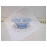 BLUE OPALESCENT OPEN EDGE LACE BOWL