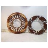 **2 ROUND DECORATIVE CAST IRON GRATES