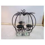 **PUMPKIN METAL & GLASS CANDLE HOLDER