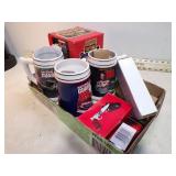 **4 NASCAR MUGS & 5 NEW KNIVES