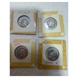 4 MERCURY DIMES FROM 30'S & 40'S