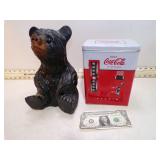 **COCA COLA TIN & BEAR DECOR