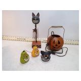 LIGHTED PUMKIN & FOLK ART STYLE HALLOWEEN DECOR