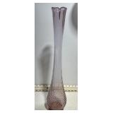 **MCM L.E. SMITH PINK SWUNG HOBNAIL VASE GLOWS