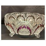 Deep cut footed amethyst crystal bowl