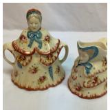 Little Old Lady sugar and creamer. England.