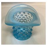 Blue pointy hobnail top hat toothpick holder