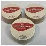 69 Budweiser beer coasters. Retro 1952.  Sealed