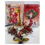 3D musical Christmas cards and tin art Santas