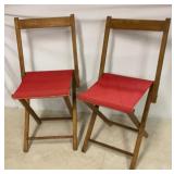 Two Vtg fold over camp chairs