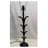 Vtg carved wood table lamp