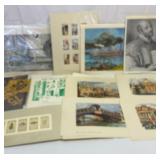 Collection of unframed art, advertising, etc